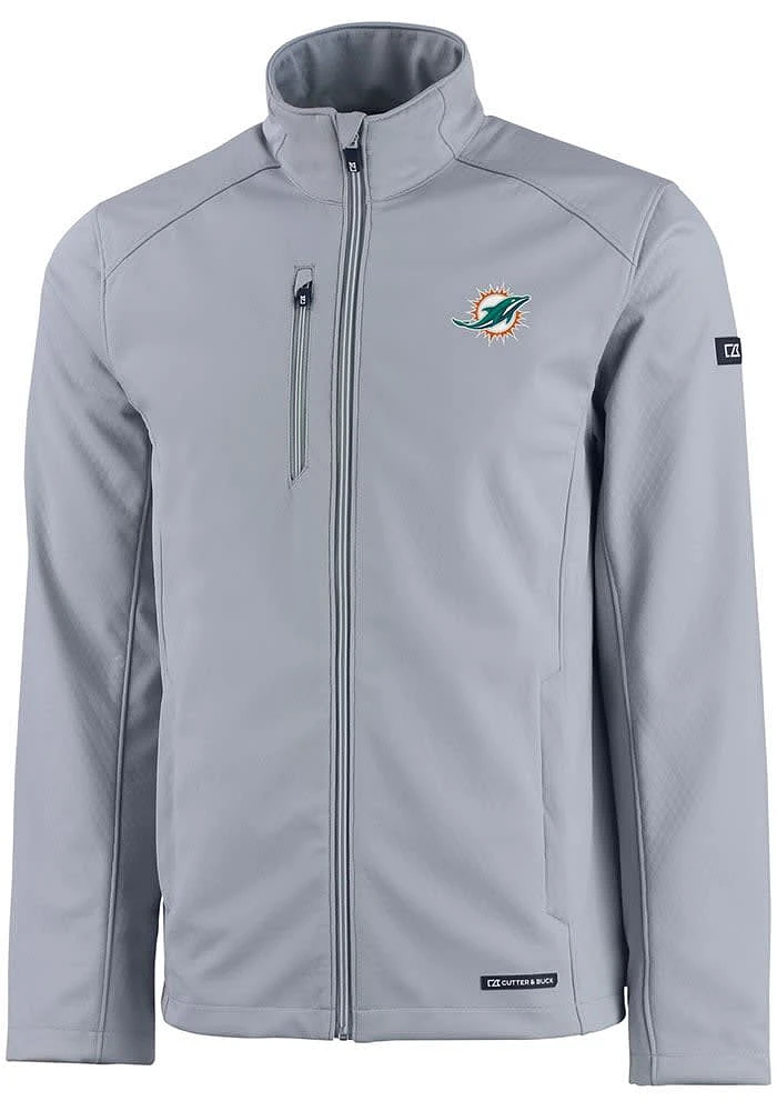 Cutter and Buck Miami Dolphins Mens Charcoal Evoke Light Weight Jacket