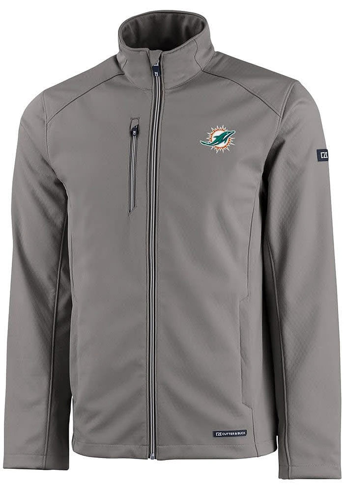 Cutter and Buck Miami Dolphins Mens Grey Evoke Light Weight Jacket