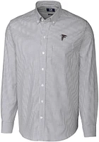 Cutter and Buck Atlanta Falcons Mens Charcoal Stretch Oxford Stripe Long Sleeve Dress Shirt