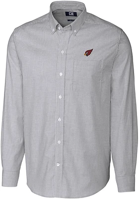 Cutter and Buck Arizona Cardinals Mens Charcoal Stretch Oxford Stripe Long Sleeve Dress Shirt