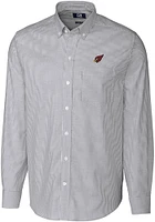 Cutter and Buck Arizona Cardinals Mens Charcoal Stretch Oxford Stripe Long Sleeve Dress Shirt