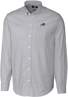 Cutter and Buck Buffalo Bills Mens Charcoal Stretch Oxford Stripe Long Sleeve Dress Shirt