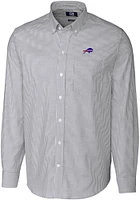 Cutter and Buck Buffalo Bills Mens Charcoal Stretch Oxford Stripe Long Sleeve Dress Shirt