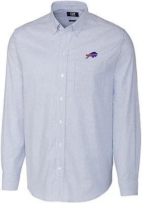 Cutter and Buck Buffalo Bills Mens Blue Stretch Oxford Stripe Long Sleeve Dress Shirt