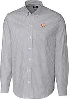 Cutter and Buck Chicago Bears Mens Charcoal Stretch Oxford Stripe Long Sleeve Dress Shirt