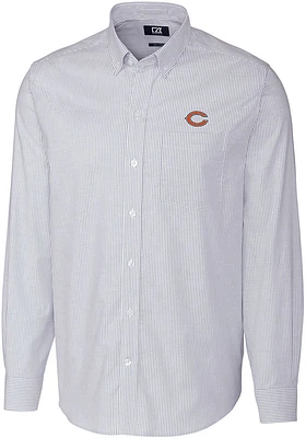 Cutter and Buck Chicago Bears Mens Light Blue Stretch Oxford Stripe Long Sleeve Dress Shirt