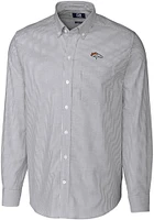 Cutter and Buck Denver Broncos Mens Charcoal Stretch Oxford Stripe Long Sleeve Dress Shirt