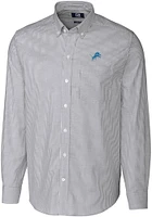 Cutter and Buck Detroit Lions Mens Charcoal Stretch Oxford Stripe Long Sleeve Dress Shirt
