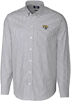 Cutter and Buck Jacksonville Jaguars Mens Charcoal Stretch Oxford Stripe Long Sleeve Dress Shirt