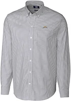 Cutter and Buck Los Angeles Chargers Mens Charcoal Stretch Oxford Stripe Long Sleeve Dress Shirt
