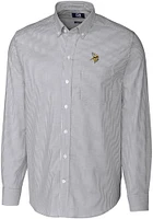 Cutter and Buck Minnesota Vikings Mens Charcoal Stretch Oxford Stripe Long Sleeve Dress Shirt
