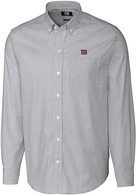 Cutter and Buck New York Giants Mens Charcoal Stretch Oxford Stripe Long Sleeve Dress Shirt