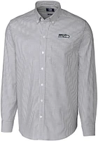 Cutter and Buck Seattle Seahawks Mens Charcoal Stretch Oxford Stripe Long Sleeve Dress Shirt