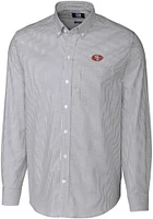 Cutter and Buck San Francisco 49ers Mens Charcoal Stretch Oxford Stripe Long Sleeve Dress Shirt