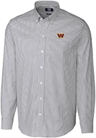 Cutter and Buck Washington Commanders Mens Charcoal Stretch Oxford Stripe Long Sleeve Dress Shirt