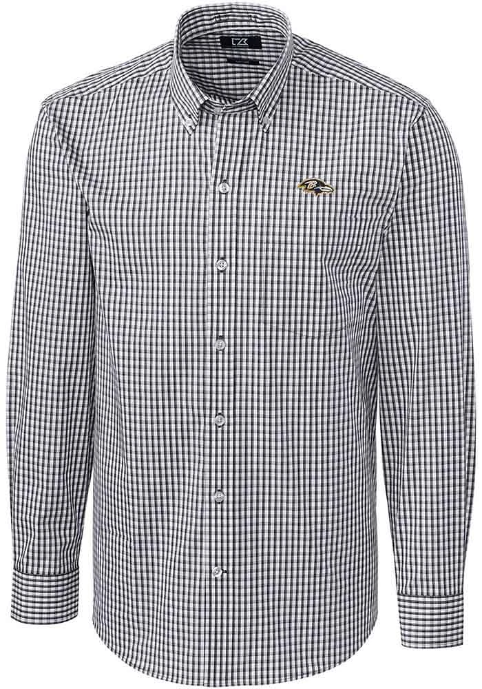 Cutter and Buck Baltimore Ravens Mens Charcoal Easy Care Long Sleeve Dress Shirt
