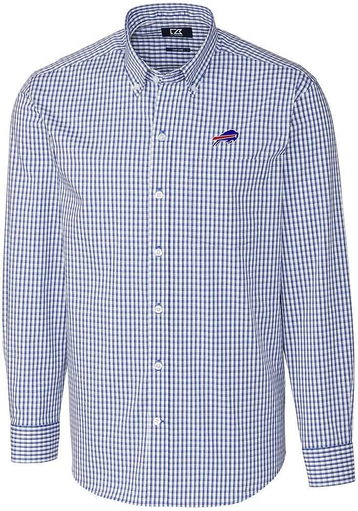 Cutter and Buck Buffalo Bills Mens Blue Easy Care Long Sleeve Dress Shirt