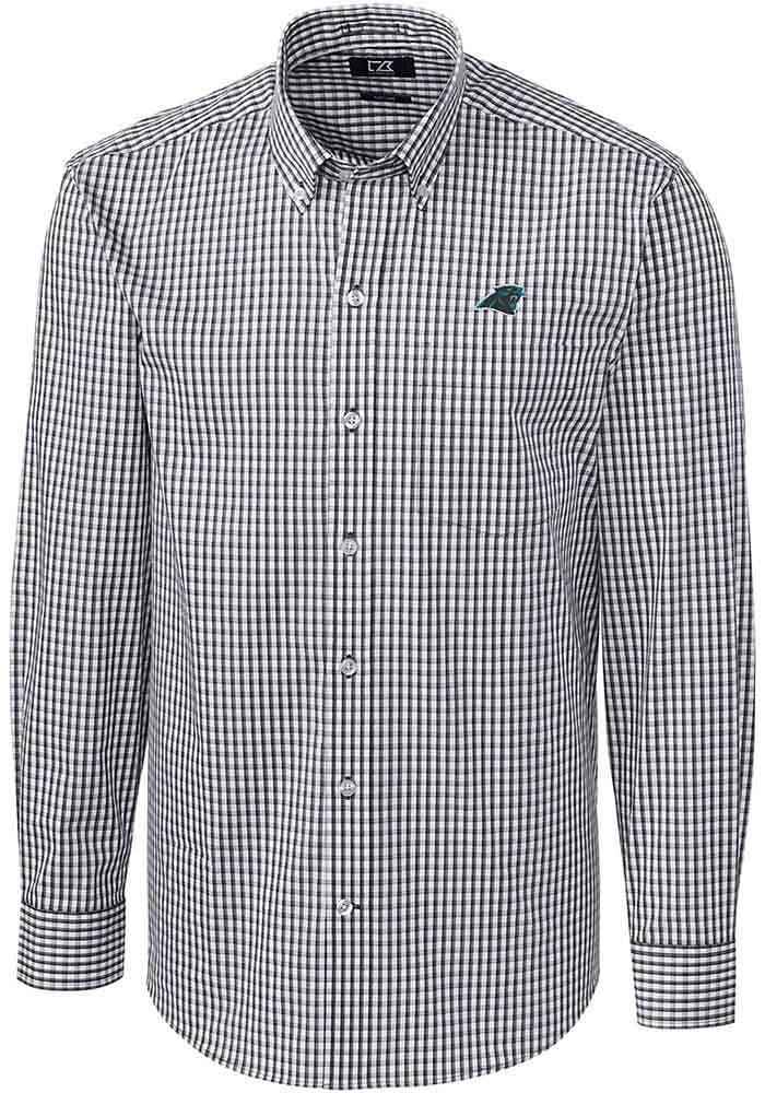 Cutter and Buck Carolina Panthers Mens Charcoal Easy Care Long Sleeve Dress Shirt