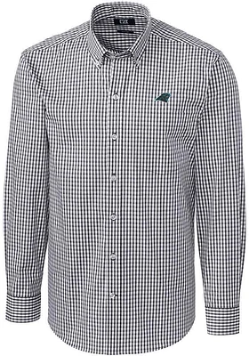 Cutter and Buck Carolina Panthers Mens Charcoal Easy Care Long Sleeve Dress Shirt