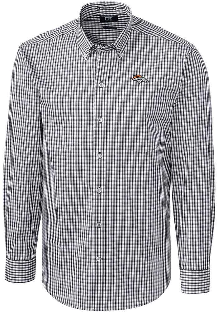 Cutter and Buck Denver Broncos Mens Charcoal Easy Care Long Sleeve Dress Shirt
