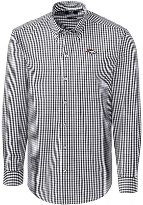 Cutter and Buck Denver Broncos Mens Charcoal Easy Care Long Sleeve Dress Shirt