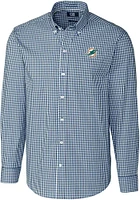 Cutter and Buck Miami Dolphins Mens Navy Blue Easy Care Long Sleeve Dress Shirt