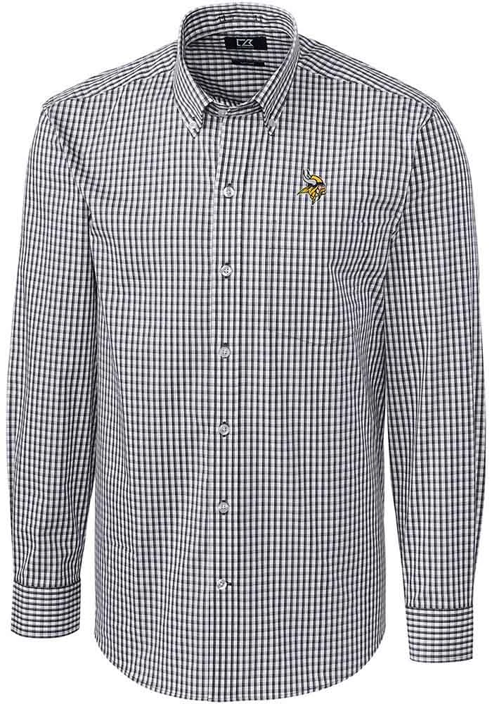Cutter and Buck Minnesota Vikings Mens Charcoal Easy Care Long Sleeve Dress Shirt