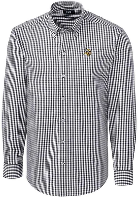 Cutter and Buck Minnesota Vikings Mens Charcoal Easy Care Long Sleeve Dress Shirt