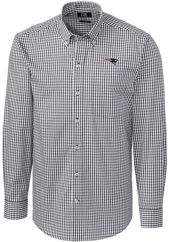 Cutter and Buck New England Patriots Mens Charcoal Easy Care Long Sleeve Dress Shirt