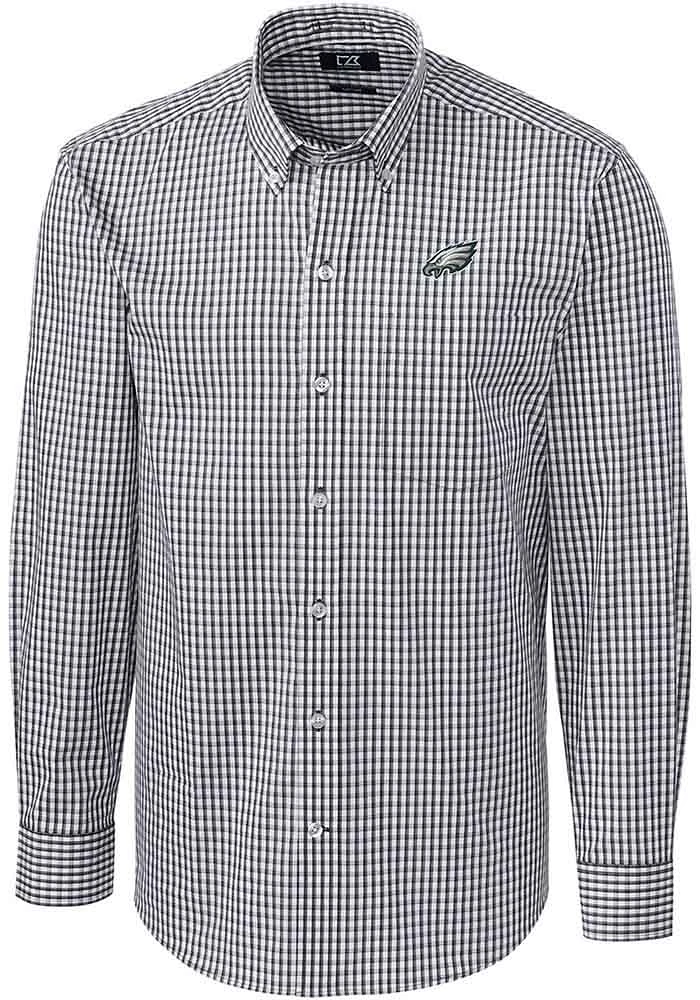Cutter and Buck Philadelphia Eagles Mens Charcoal Easy Care Long Sleeve Dress Shirt