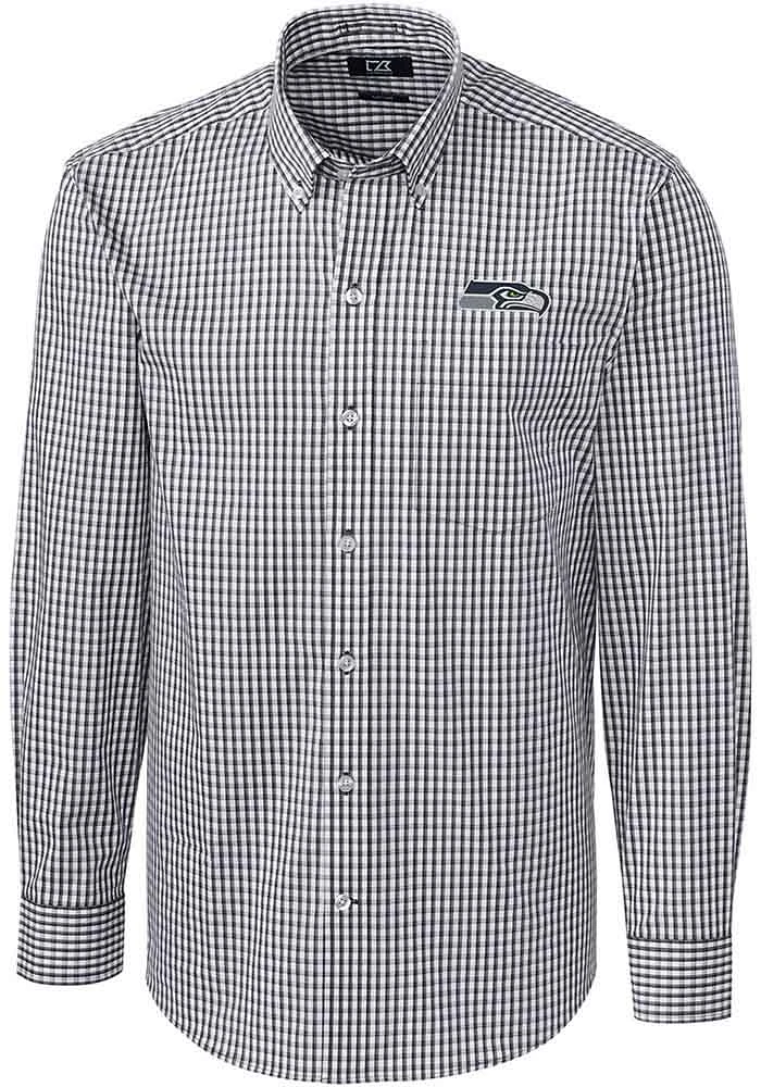 Cutter and Buck Seattle Seahawks Mens Charcoal Easy Care Long Sleeve Dress Shirt