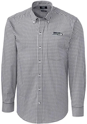 Cutter and Buck Seattle Seahawks Mens Charcoal Easy Care Long Sleeve Dress Shirt