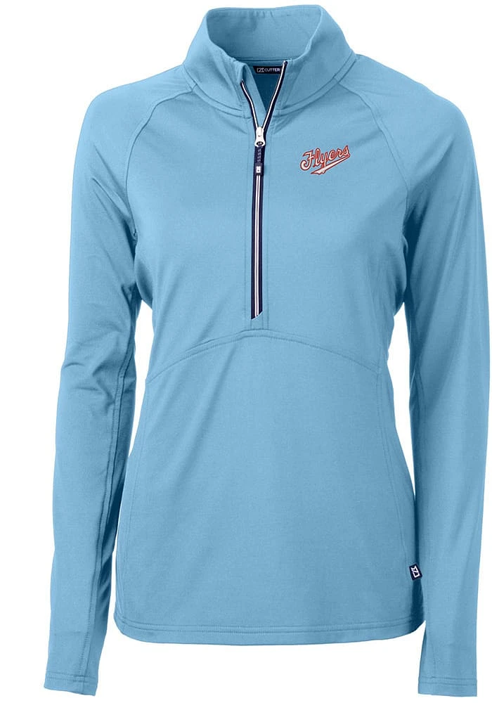 Cutter and Buck Dayton Flyers Womens Light Blue Adapt Qtr Zip Pullover