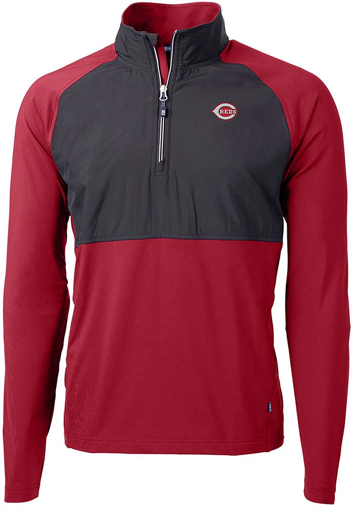 Cutter and Buck Cincinnati Reds Mens Red Adapt Long Sleeve Qtr Zip Pullover