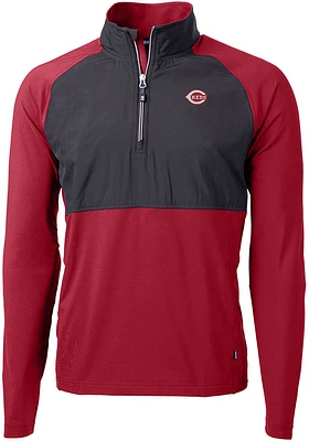 Cutter and Buck Cincinnati Reds Mens Red Adapt Long Sleeve 1/4 Zip Pullover