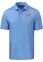 Cutter and Buck Dayton Flyers Mens Blue Pike Constellation Print Short Sleeve Polo