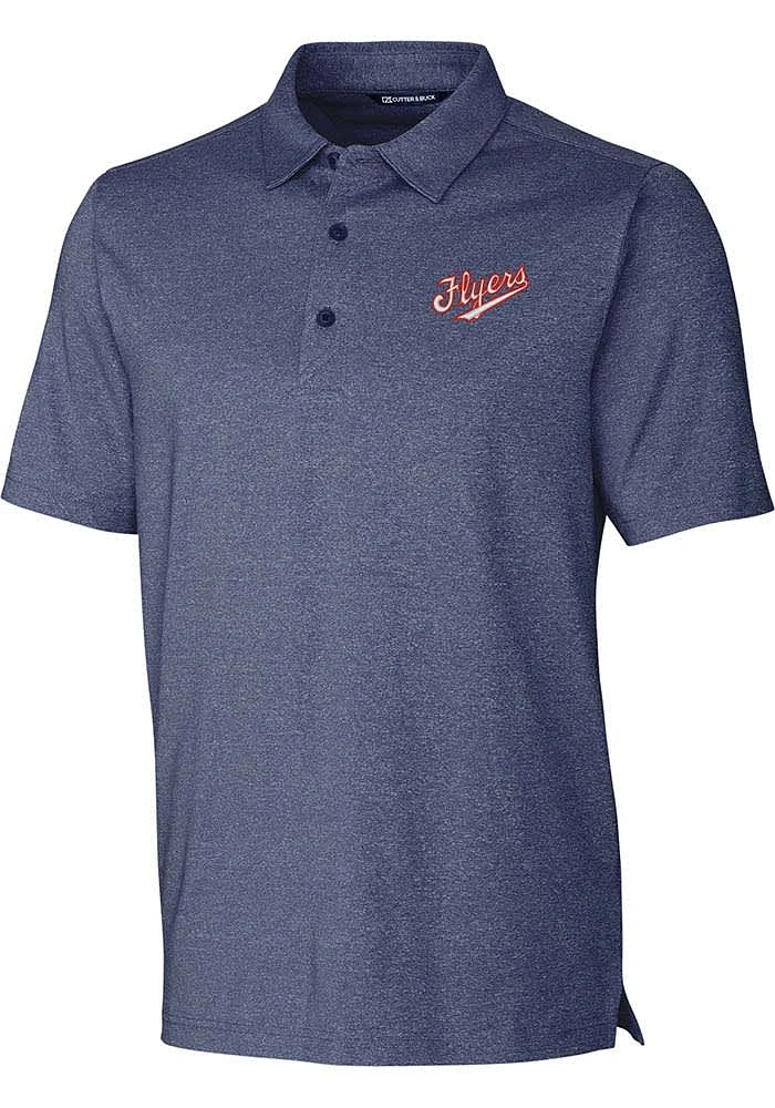 Cutter and Buck Dayton Flyers Mens Navy Blue Forge Short Sleeve Polo