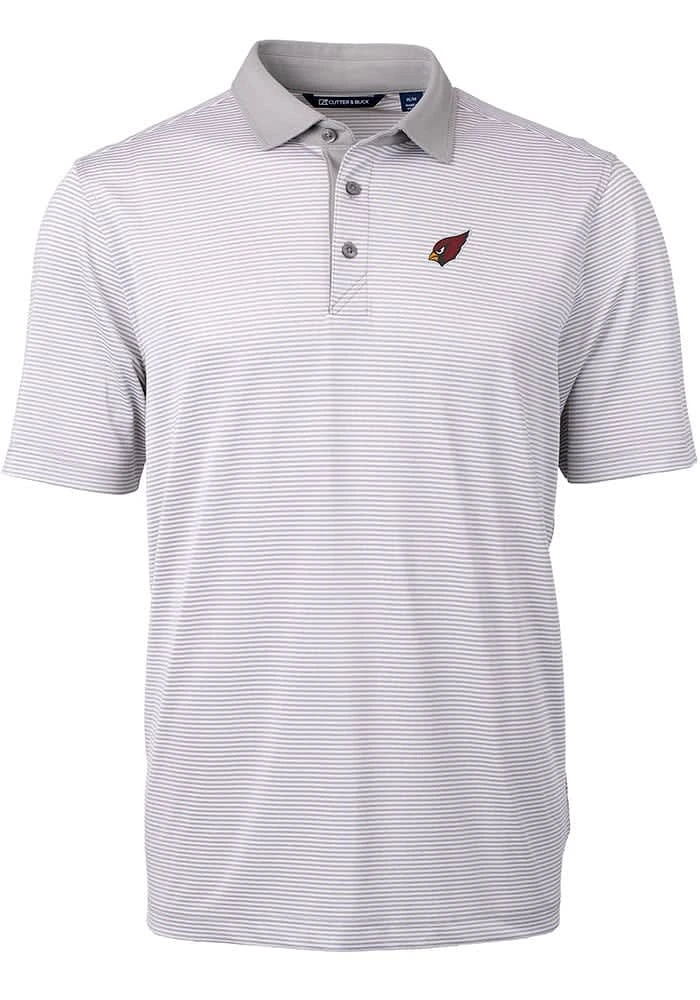 Cutter and Buck Arizona Cardinals Grey Virtue Eco Pique Micro Stripe Big Tall Polo