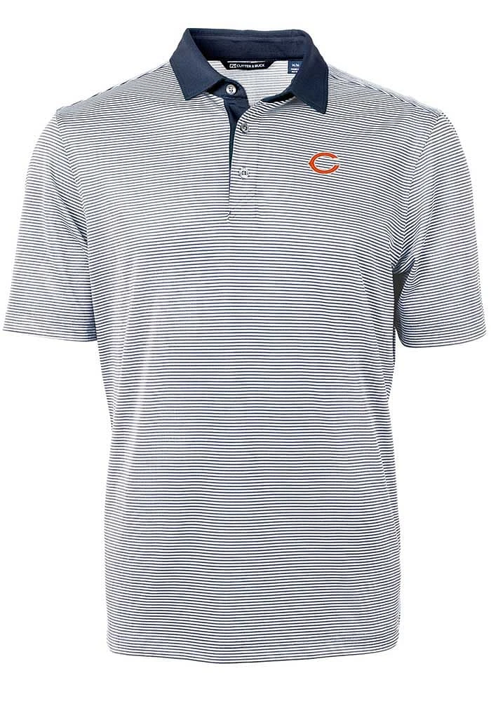 Cutter and Buck Chicago Bears Navy Blue Virtue Eco Pique Micro Stripe Big Tall Polo
