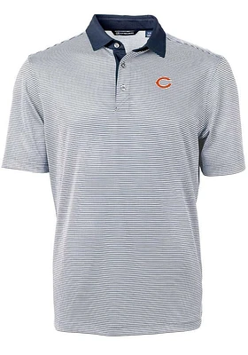 Cutter and Buck Chicago Bears Navy Blue Virtue Eco Pique Micro Stripe Big Tall Polo
