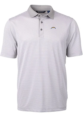 Cutter and Buck Los Angeles Chargers Grey Virtue Eco Pique Micro Stripe Big Tall Polo