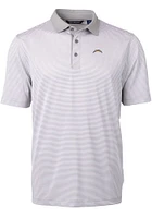 Cutter and Buck Los Angeles Chargers Grey Virtue Eco Pique Micro Stripe Big Tall Polo