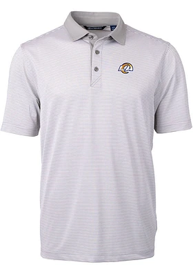 Cutter and Buck Los Angeles Rams Grey White Logo Virtue Eco Pique Micro Stripe Big Tall Polo
