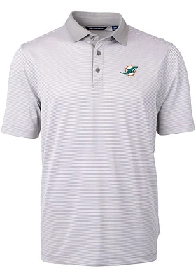 Cutter and Buck Miami Dolphins Grey Virtue Eco Pique Micro Stripe Big Tall Polo