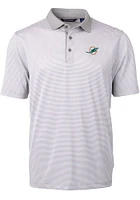 Cutter and Buck Miami Dolphins Grey Virtue Eco Pique Micro Stripe Big Tall Polo