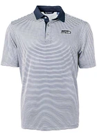 Cutter and Buck Seattle Seahawks Navy Blue Virtue Eco Pique Micro Stripe Big Tall Polo