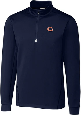 Cutter and Buck Chicago Bears Mens Navy Blue Traverse Big Tall Qtr Zip
