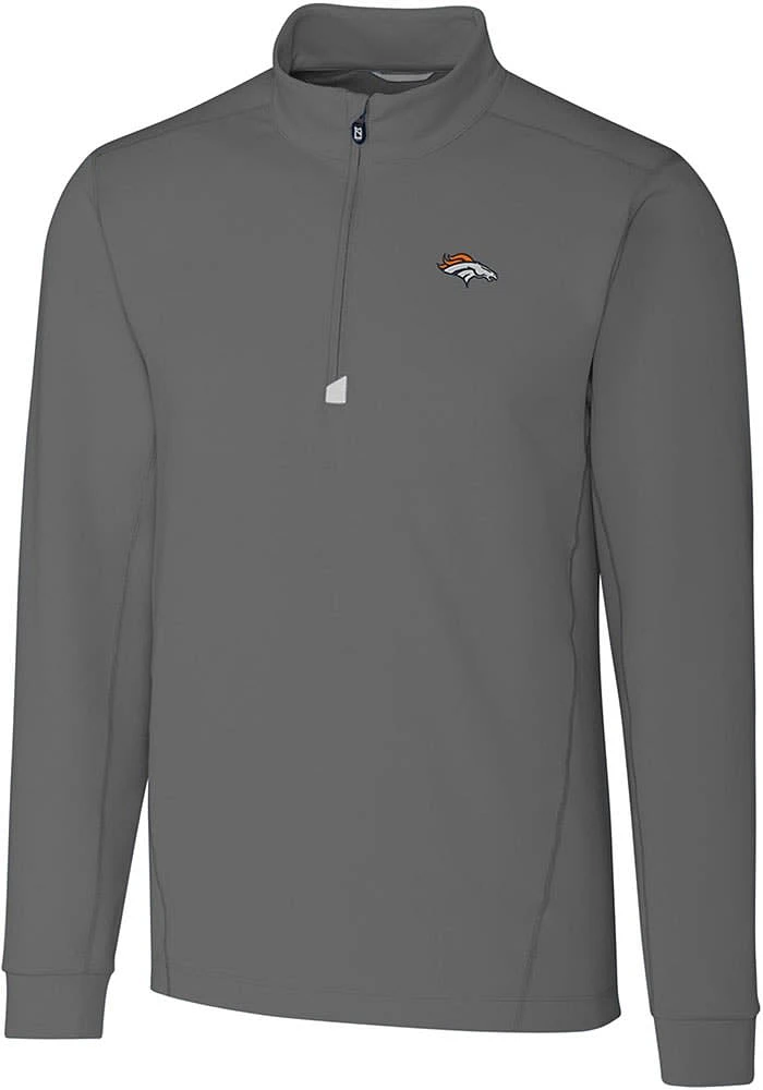 Cutter and Buck Denver Broncos Mens Grey Traverse Big Tall Qtr Zip