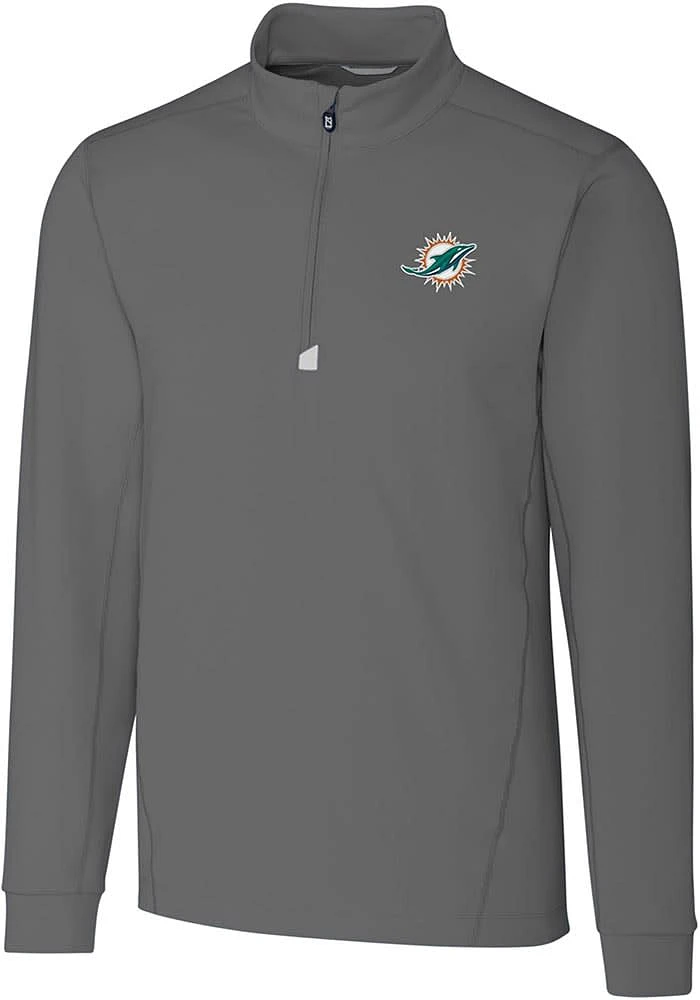 Cutter and Buck Miami Dolphins Mens Grey Traverse Big Tall Qtr Zip