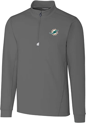 Cutter and Buck Miami Dolphins Mens Grey Traverse Big Tall Qtr Zip